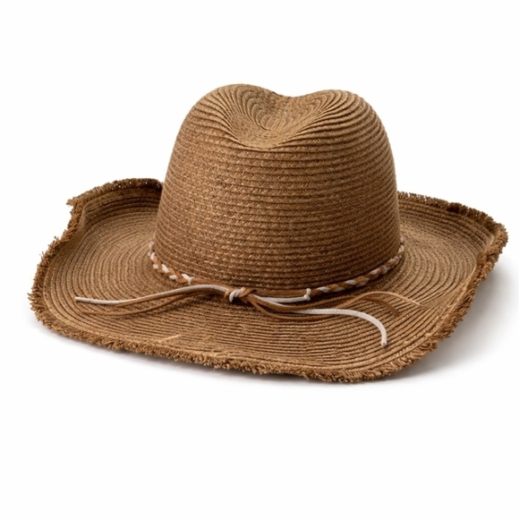 Nine West Packable Straw Hat NWT  Tropical Beach Sun Hat Frayed Brim Boho Hat - Picture 2 of 4